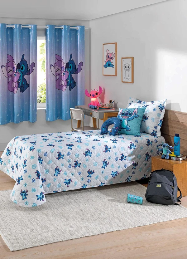 Hedrons - Colcha Solteiro Disney Stitch 1 Peça