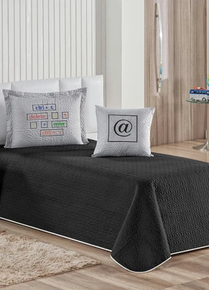 Lar e Lazer - Jogo de Cobre Leito Preto Solteiro 3 Peças - LAR E LAZER