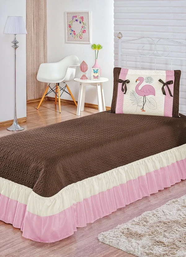 Lar e Lazer - Jogo de Colcha Marrom Solteiro 2 Peças