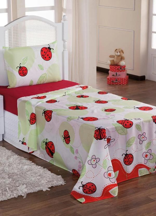 Lar e Lazer - Sobre Lençol Joaninha Solteiro 1 Peça