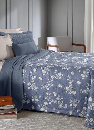 Edredom Plush (Floral Azul (Casal)) 1 Pea