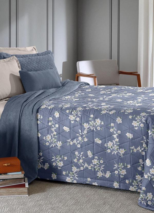 Edredom Plush (Floral Azul (Casal)) 1 Pea