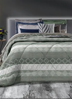 Hedrons - Edredom Verde Casal Slim 1 Peça - HEDRONS