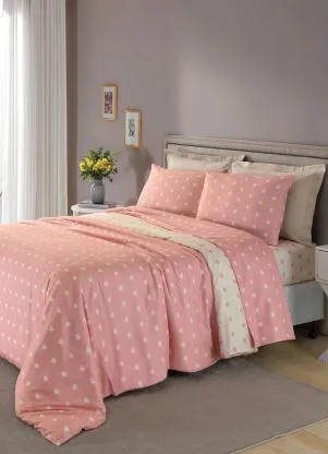 Mundo Lar - Jogo Capa de Edredom Rosa Casal 3 Peças - MUNDO LAR