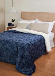 Edredom Dupla Face Azul Casal 1 Pe�a