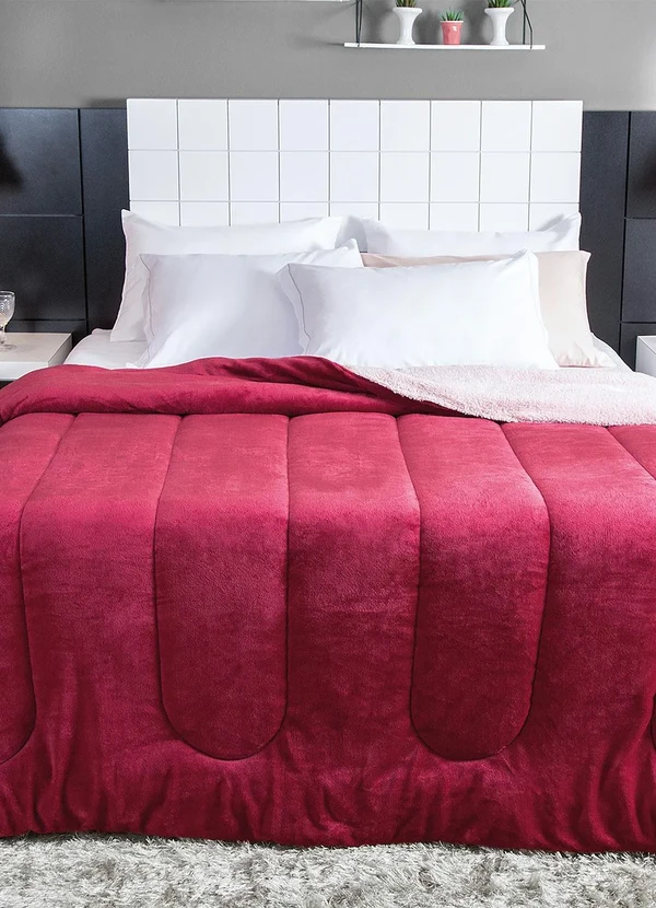 Lepper - Edredom Dupla Face Bordô Queen 1 Peça