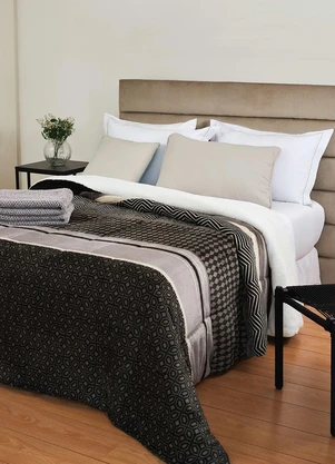 Lepper - Edredom Dupla Face Cinza Casal 1 Peça - LEPPER