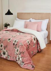 Edredom Dupla Face Rosa Casal 1 Pe�a