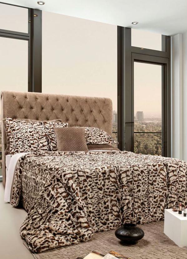 Hedrons - Edredom Sherpa Oncinha Queen 1 Peça