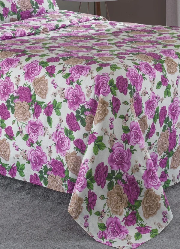 Mundo Lar - Edredom 150 Fios Algodão Floral Solteiro 1peça 3