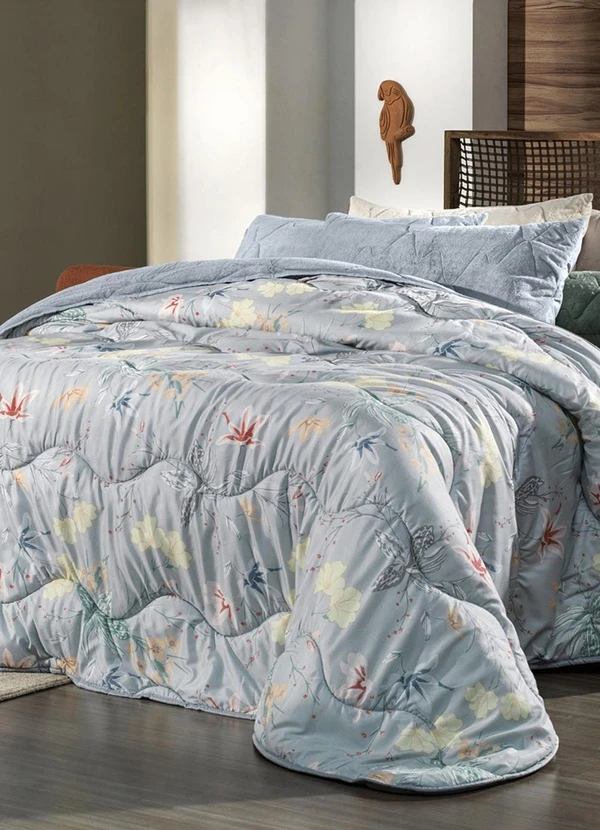 Rovi Home - Edredom Blend Confort Solteiro Azul