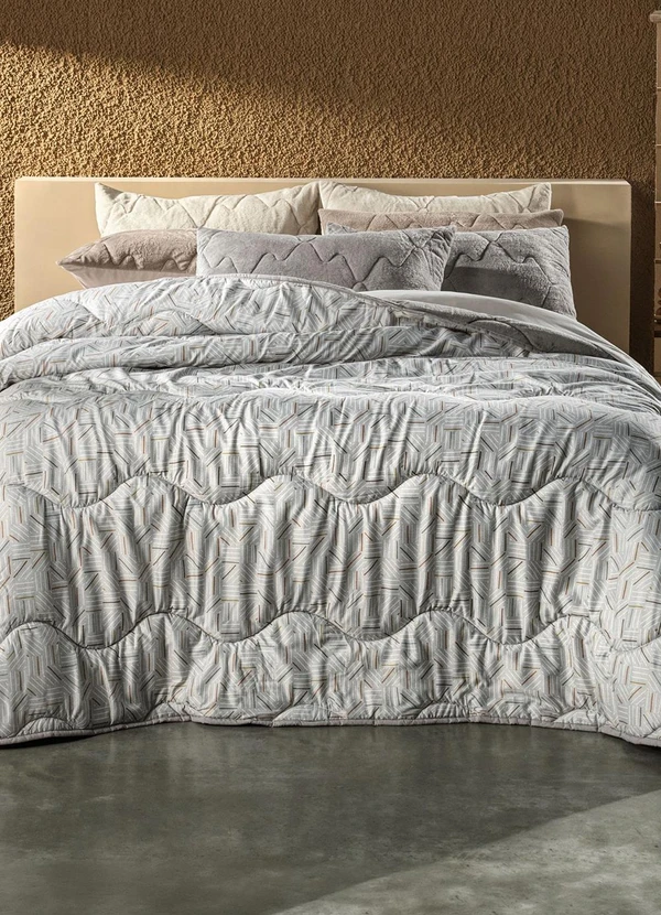 Rovi Home - Edredom Blend Confort Solteiro Cinza