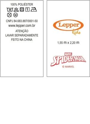 Lepper - Edredom Dupla Face Spider Man Solteiro 1 Peça - LEPPER