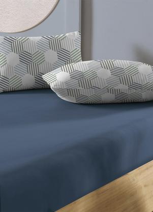 Jogo Cama Simples 3pc Liso Toque Acetinado (Azul)