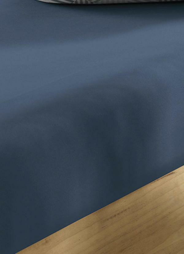 Lar e Lazer - Jogo Cama Simples 3pc Liso Toque Acetinado Azul 3