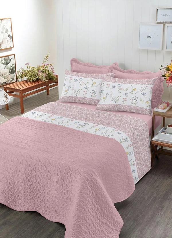 Santista - Jogo de Cama 120 Fios Floral Casal 4 Peças