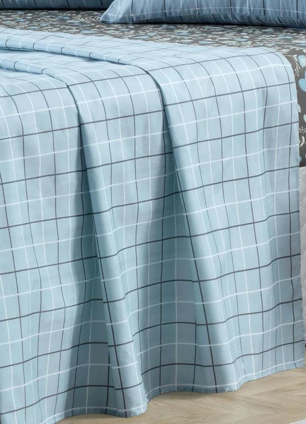 Mundo Lar - Jogo de Cama 150 Fios Azul Casal 4 Peças 4