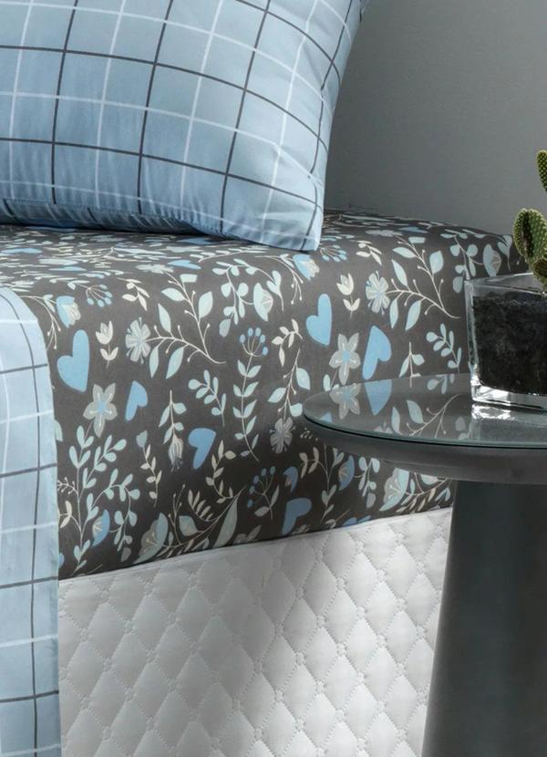 Mundo Lar - Jogo de Cama 150 Fios Azul Casal 4 Peças 5