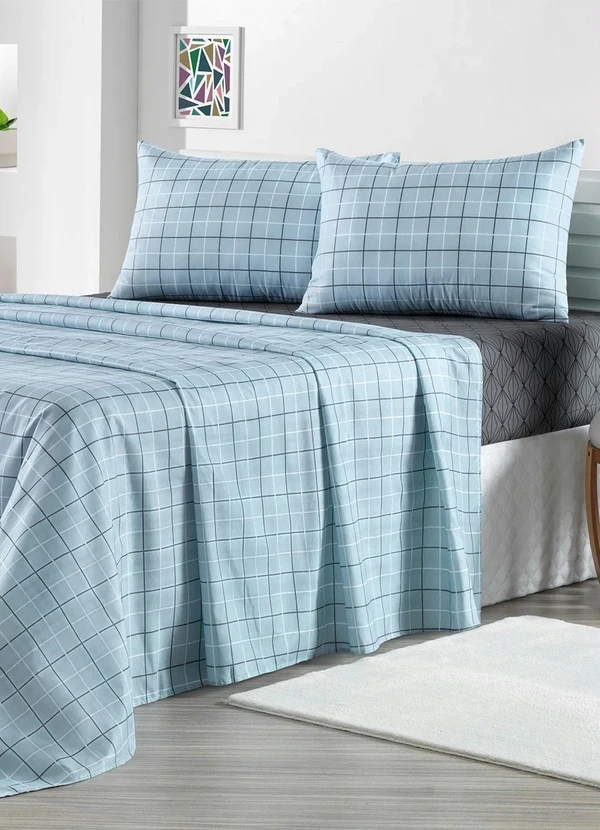 Mundo Lar - Jogo de Cama 150 Fios Azul Casal 4 Peças