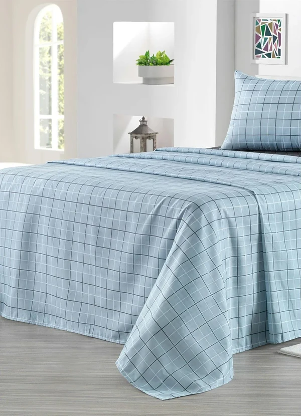 Mundo Lar - Jogo de Cama 150 Fios Azul Casal 4 Peças 2