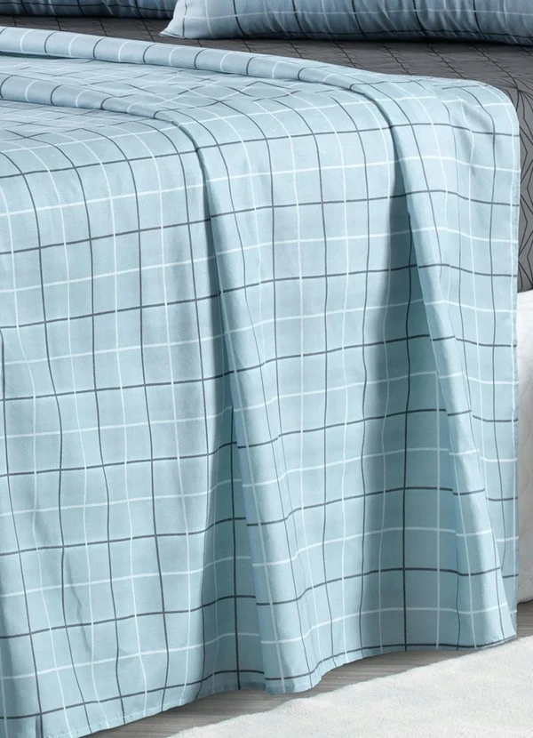 Mundo Lar - Jogo de Cama 150 Fios Azul Casal 4 Peças 4