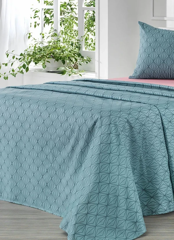 Mundo Lar - Jogo de Cama 150 Fios Azul Casal 4 Peças 2