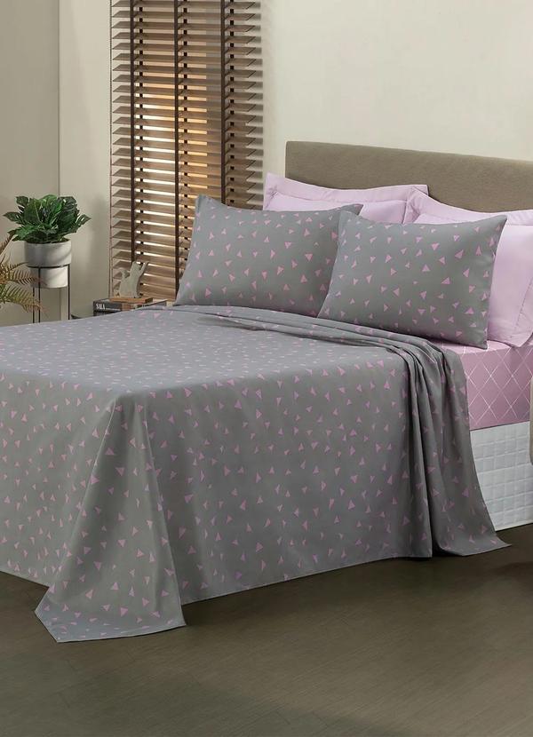 Jogo de Cama 150 Fios (Cinza (Casal)) 4 Peas