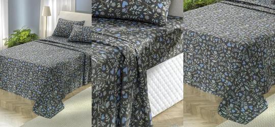 Jogo de Cama 150 Fios Cinza Casal 4 Pe�as