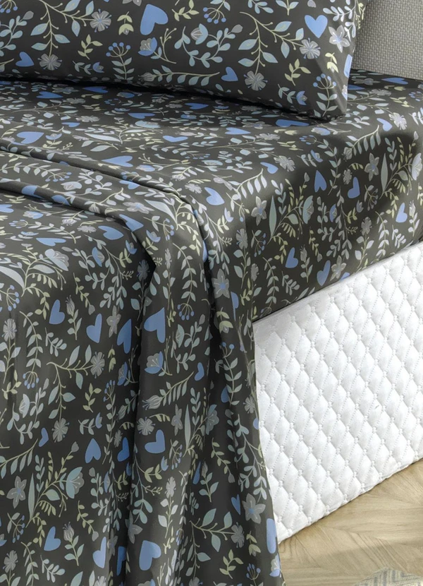 Mundo Lar - Jogo de Cama 150 Fios Cinza Casal 4 Peças 2