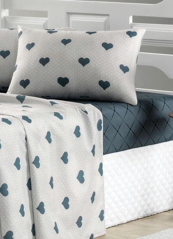 Mundo Lar - Jogo de Cama 150 Fios Coração Casal 4 Peças 3