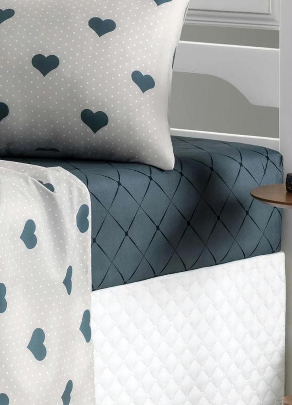 Mundo Lar - Jogo de Cama 150 Fios Coração Casal 4 Peças 5