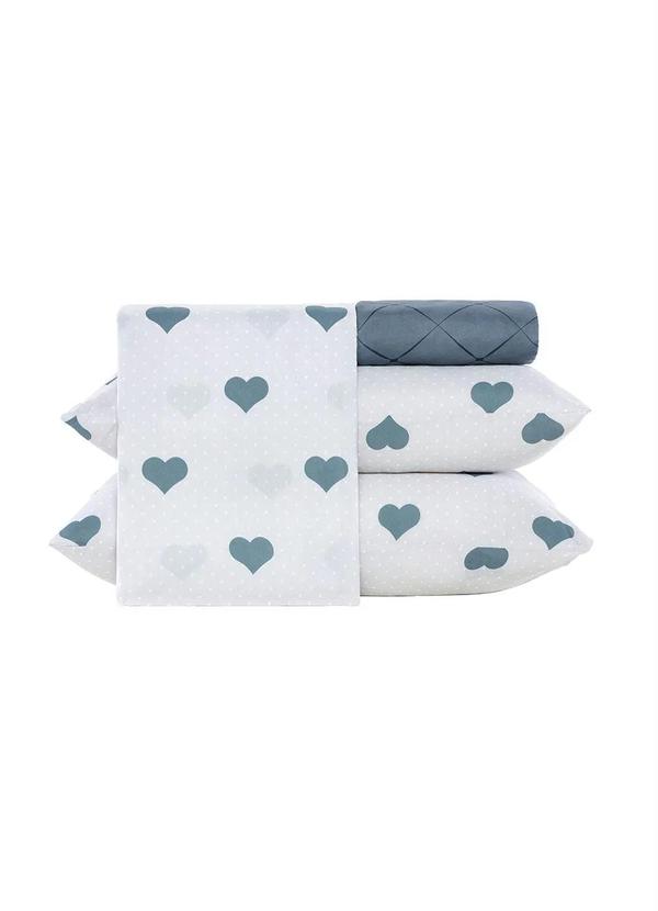 Mundo Lar - Jogo de Cama 150 Fios Coração Casal 4 Peças 6