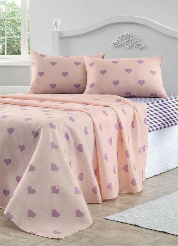 Jogo de Cama 150 Fios (Corao (Casal)) 4 Peas