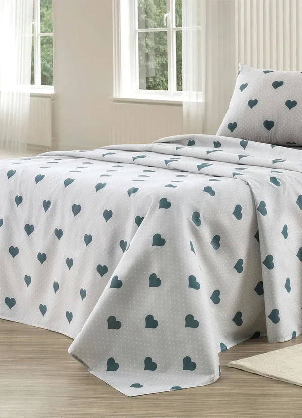 Mundo Lar - Jogo de Cama 150 Fios Coração Casal 4 Peças 2