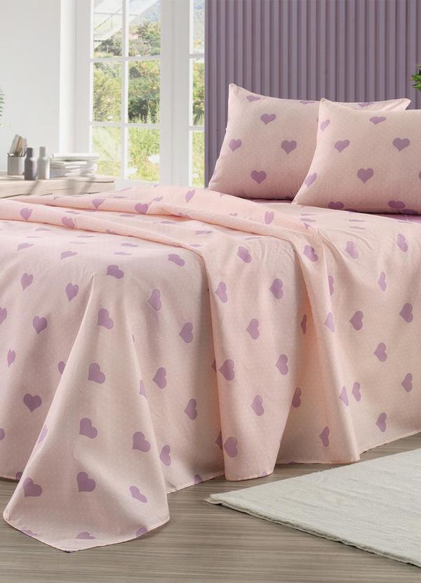 Ligasoft - Jogo de Cama 150 Fios Coração Casal 4 Peças 1