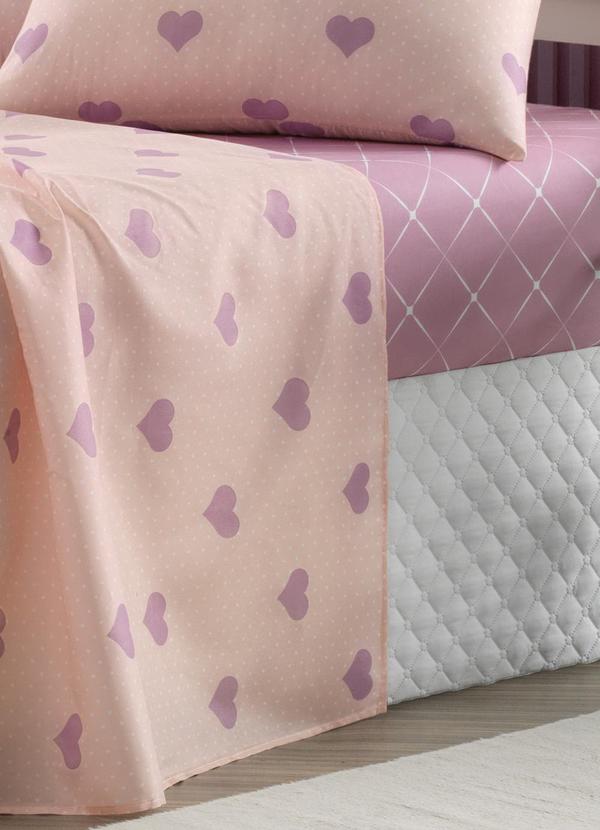 Ligasoft - Jogo de Cama 150 Fios Coração Casal 4 Peças 2