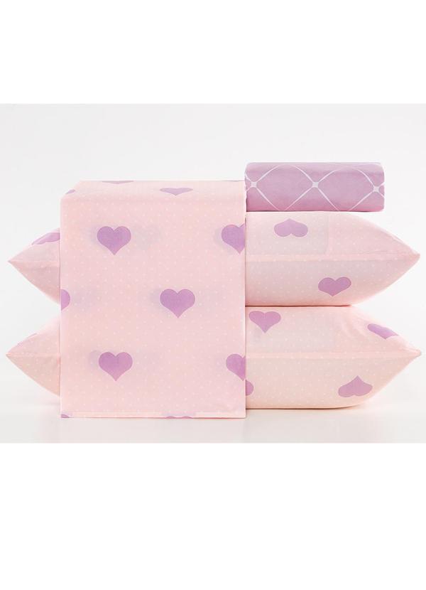 Ligasoft - Jogo de Cama 150 Fios Coração Casal 4 Peças 4