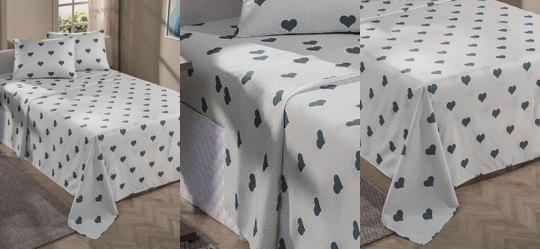 Jogo de Cama 150 Fios Cora��o Casal 4 Pe�as