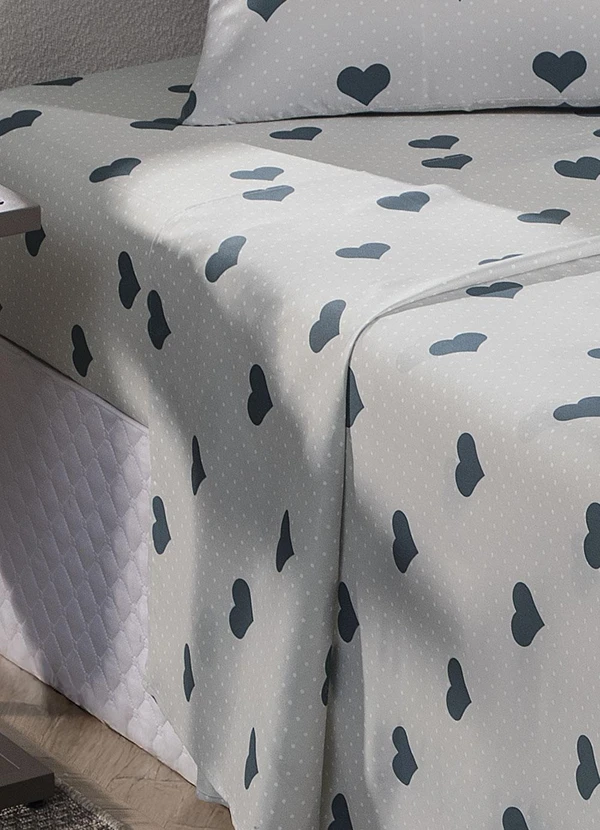 Mundo Lar - Jogo de Cama 150 Fios Coração Casal 4 Peças 2