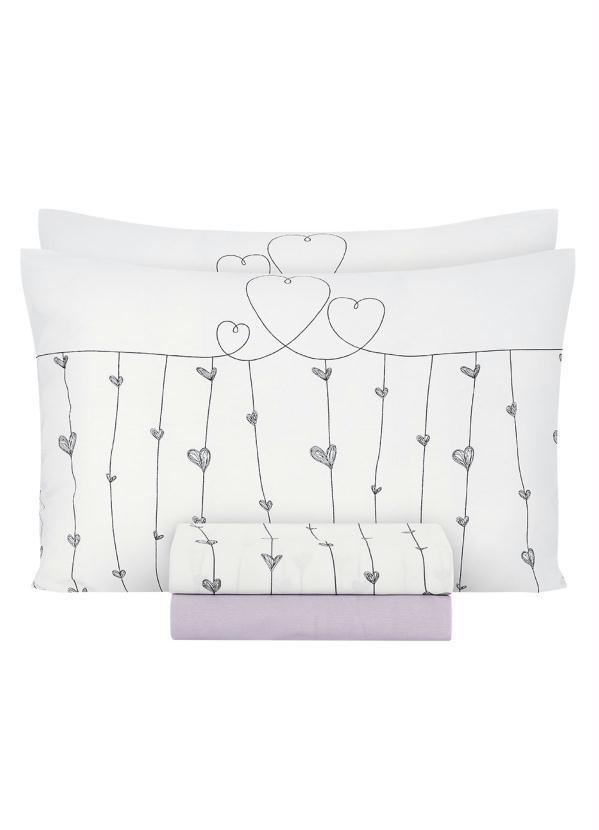 Mundo Lar - Jogo de Cama 150 Fios Corações Casal 4 Peças 4
