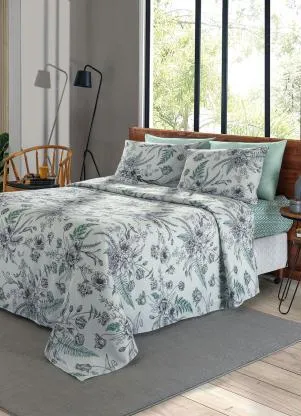 Teka - Jogo de Cama 150 Fios Floral Casal 4 Peças - TEKA