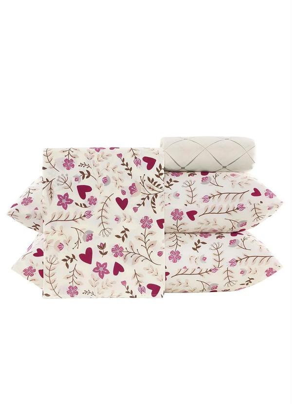 Mundo Lar - Jogo de Cama 150 Fios Floral Casal 4 Peças