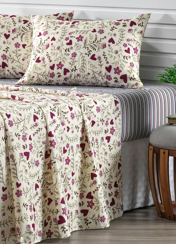 Mundo Lar - Jogo de Cama 150 Fios Floral Casal 4 Peças 3