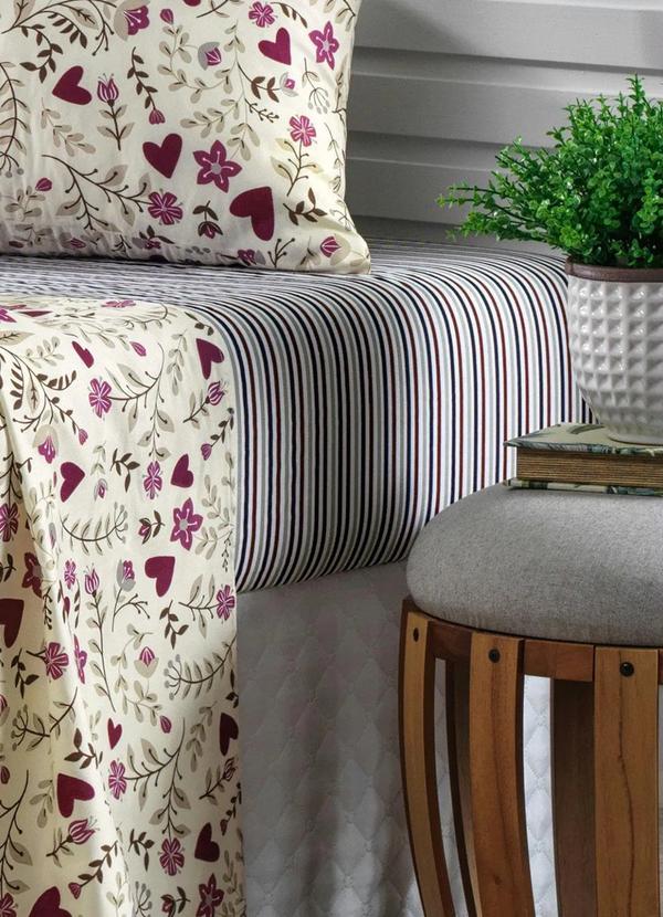 Mundo Lar - Jogo de Cama 150 Fios Floral Casal 4 Peças 5