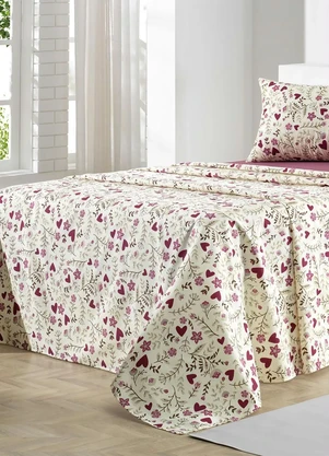 Mundo Lar - Jogo de Cama 150 Fios Floral Casal 4 Peças - MUNDO LAR