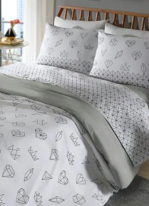 Mundo Lar - Jogo de Cama 150 Fios Geométrico Casal 4 Peças - MUNDO LAR
