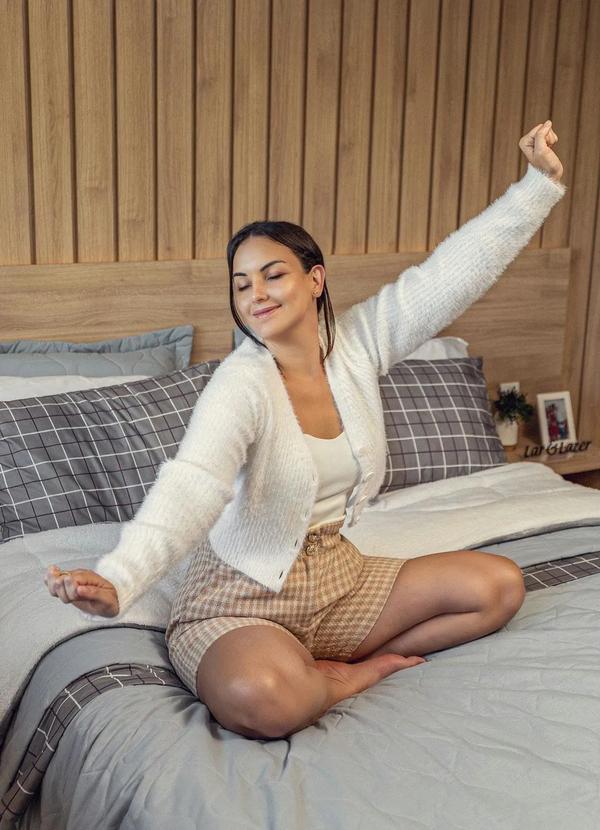 Mundo Lar - Jogo de Cama 150 Fios Grid Casal 4 Peças 9