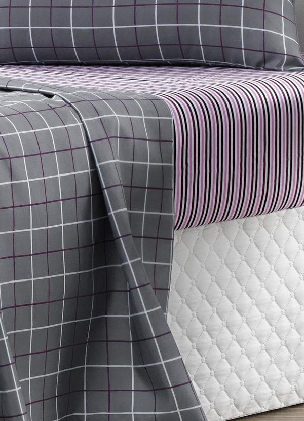 Ligasoft - Jogo de Cama 150 Fios Grid Casal 4 Peças 2