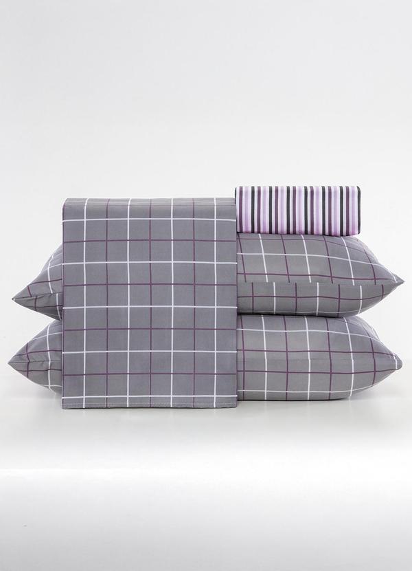 Ligasoft - Jogo de Cama 150 Fios Grid Casal 4 Peças 4