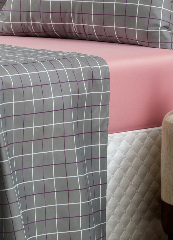 Ligasoft - Jogo de Cama 150 Fios Grid Casal 4 Peças 2